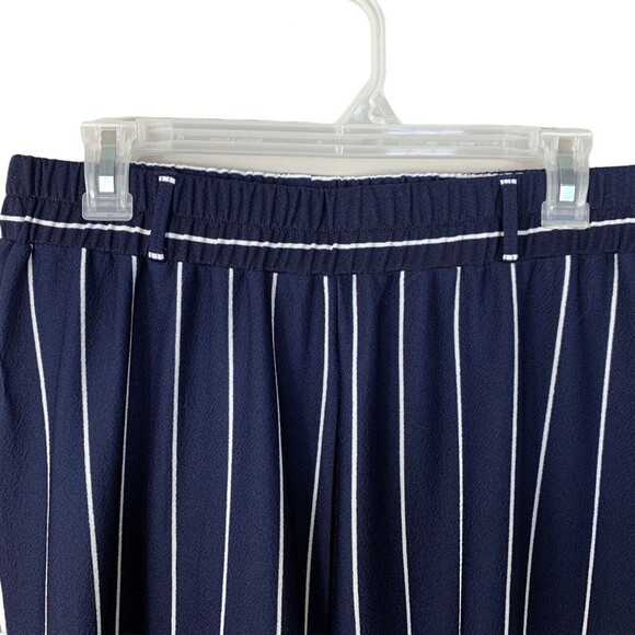 Lipslide Cabana Pants Women L Navy & White Stripe and Border Hem Elastic Waist - Picture 3 of 9